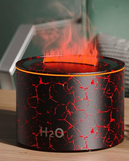 Mood Lighting Humidifier,Simulated Flame Effect,160Ml Essential Oil Diffuser,Colorful Gradient Flame Lamp,Humidifier For Bedroom household Colorful Gradient Flame Humidifier 20-40db(Black)