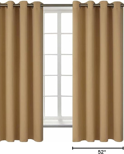 BGment Blackout Curtains for Living Room - Grommet Thermal Insulated Room Darkening Curtains for Bedroom, 2 Panels of 52 x 63 Inch, Khaki
