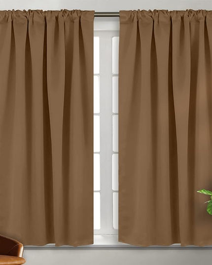 BGment Rod Pocket and Back Tab Blackout Curtains for Bedroom - Thermal Insulated Room Darkening Curtains for Living Room, 2 Window Curtain Panels (38 x 54 Inch, Taupe)