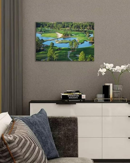 chenchenArt King's North Golf Course Wall Art for Living Room Bedroom Bathroom Home Decorations Myrtle Beach National Club Picture Canvas Prints Modern Artwork Framed Ready to Hang(24''H x 36''W)