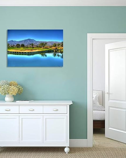 Augusta National Golf Course Wall Art for Living Room Bedroom Bathroom Home Decorations USA Georgia Golf Course Picture Poster Framed Artwork Canvas Prints Ready to Hang(24''H x 36''W)