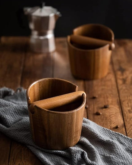 5 inch Coffee Knock Box espresso knock box,Wood Bin for Espresso Machine Coffee Grounds Acacia wood Knock Box Suitable for coffee bar decoration-coffee bar accessories
