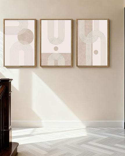 ANHUIB Neutral Wall Art Modern Boho Wall Decor Abstract Line Artwork 16x24 Inch Set of 3 for Living Room Bedroom Dining Room