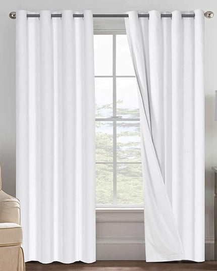 H.VERSAILTEX 100% Blackout Curtains for Bedroom Thermal Insulated Linen Textured Curtains Heat and Full Light Blocking Drapes Living Room Curtains 2 Panel Sets, 52x108 - Inch, Pure White