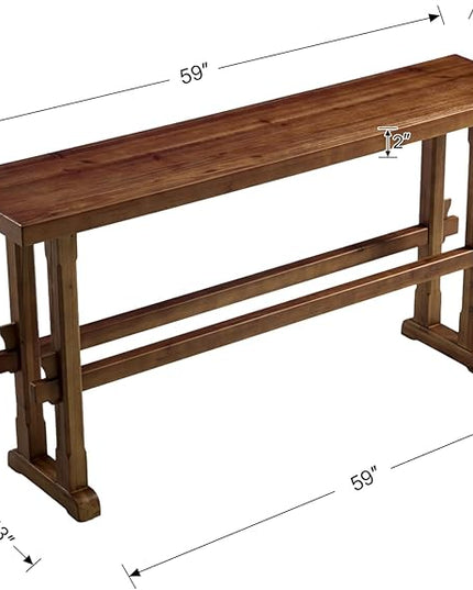 Kmax Entryway Table, 59 inchs Wood Farmhouse Console Table Boho Hallway Table Rustic Couch Table Behind Sofa for Outdoor Entrance Living Room - Walnut