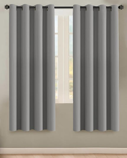 H.VERSAILTEX Insulated Thermal Blackout 72-Inch Long Grey Curtain Panels Pair - Nickel Grommet Window Drapes for Bedroom/Living Room (Dove Gray,Set of 2)