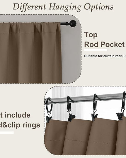 Gwine Brown Blackout Curtains for Bedroom 84 inches Long 2 Panels Set, Solid Noise Reducing Thermal Insulated Blackout Curtains for Living Room with Rod Pocket, Each 40" Wx84 L