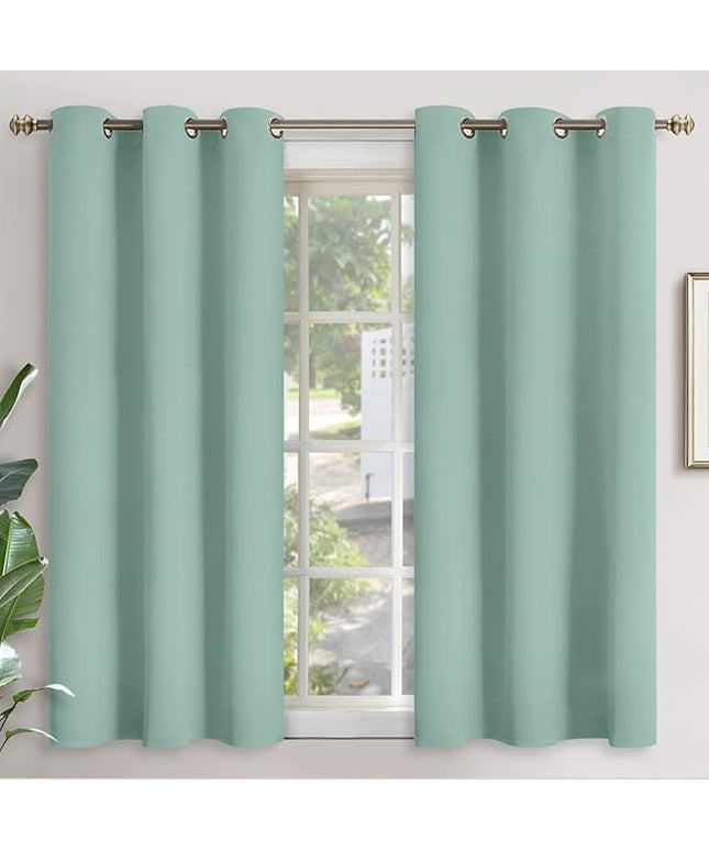 YoungsTex Sage Green Blackout Curtains for Bedroom 54 Inches Length - Thermal Insulated Window Drapes with Grommet Room Darkening for Kitchen Bathroom Living Room, 2 Panels, 42 x 54 Inch