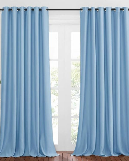 NICETOWN Blue Curtain Panels - Home Decoration Thermal Insulated Solid Grommet Blackout Curtains/Drapes for Hall/Sliding Door (80" Wide by 108" Long, Blue, Set of 2)