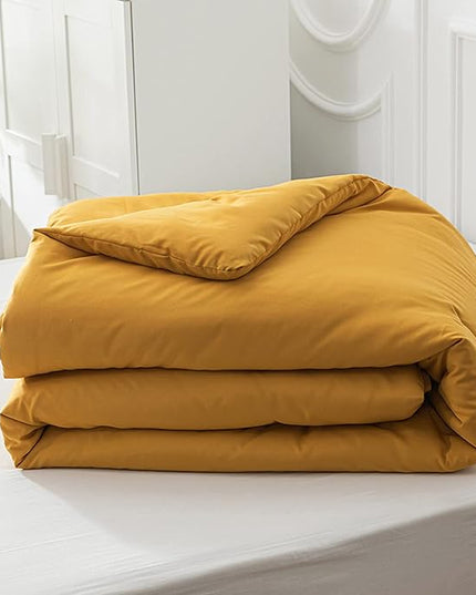 Luxlovery Mustard Yellow Comforter Set King Bedding Comforter Sets Men Women Solid Color Ginger Yellow Blanket Quilts Beathable Soft Cozy Puffy Lightweight Hotel Quailty Bedding Set
