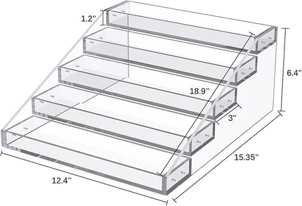 PMMASTO Widen Tiered Spice Rack, Seasoning Organizer, Clear Acrylic Vertical Shelves Can Organizer for Countertop, Cabinet, Pantry, Kitchen Organization and Storage - 5 Tier