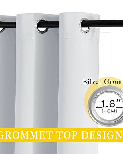 NICETOWN Room Darkening Patio Door Curtain for Living Room Darkening Grommet Sound Reducing Privacy Window Treatment for Bedroom, Greyish White, 1 Panel, W80 x L102