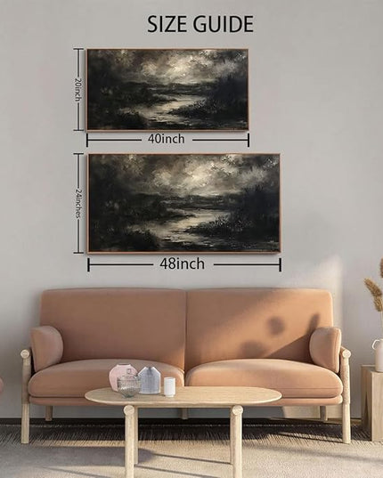 ILLBDR Framed Large Wall Art Moody Wall Decor Dark academia Wall Art Nature Landscape Painting Print Rustic Farmhouse Picture for Living Room Bedroom Office 20"x40"