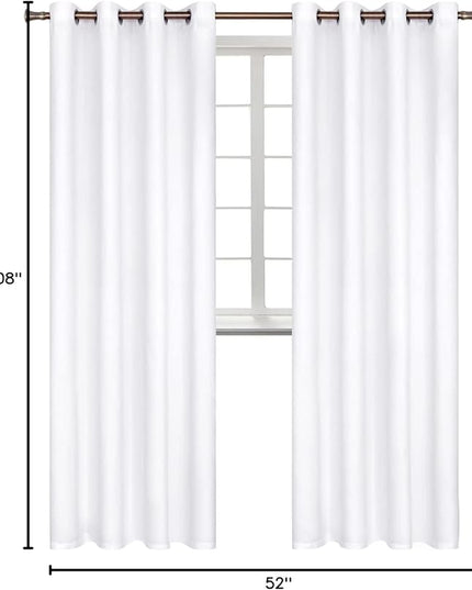 BGment Blackout Curtains - Grommet Thermal Insulated Room Darkening Bedroom and Living Room Curtains, Set of 2 Panels (52 x 108 Inch, Pure White)