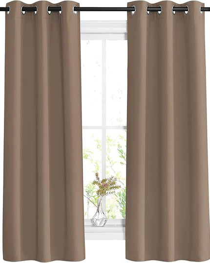 NICETOWN Blackout Window Curtains 63 inch Length - Grommet Top Room Darkening Thermal Insulated Solid Vertical Drapes for Bedroom (Cappuccino, 2 Panels, 37 x 63 Inch)