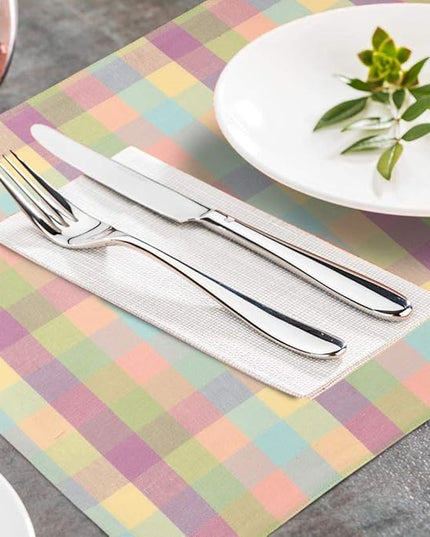 Urban Villa Easter Placemats100% Cotton Fused Table Placemats 14''x 20'' Over Sized Set of 6 Easter Colors Buffalo Check Plaid for Every Day Use Parties Celebrations Heavier Quality