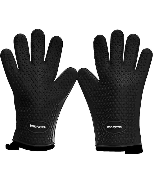 KITCHEN PERFECTION Silicone Smoker Oven Gloves -Extreme Heat Resistant BBQ Gloves -Handle Hot Food Right on Your Smoker Grill Fryer Pit|Waterproof Oven Mitts Grill Gloves |Superior Value Set+3 Bonuses