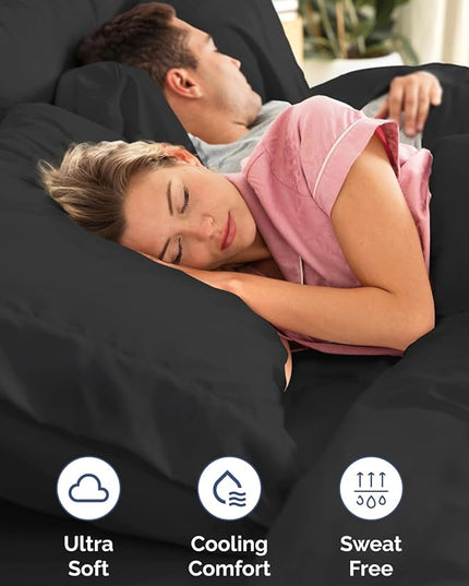 Extra Deep Cal King Sheet Set - 6 Piece Breathable & Cooling Sheets - Hotel Luxury Bed Sheets Set - Easy & Secure Fit - Soft, Wrinkle Free & Comfy Sheets Set - Black Sheet Set with Extra Deep Pockets