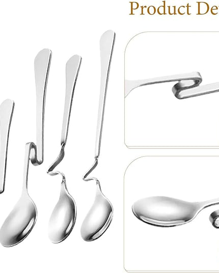 KICHOUSE 8pcs Stainless Steel Hanging Spoon: Curved Handle Coffee Stirrer Kitchen Serving Table Spoon For Bartending Home Office Bar Swizzle Mixing