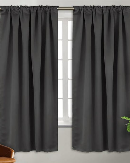 BGment Grey Curtains for Living Room 72 inch Length 2 Panels - Thermal Insulated Curtains for Bedroom Rod Pocket and Back Tab Room Darkening Curtains, 42 x 72 Inch, Dark Grey