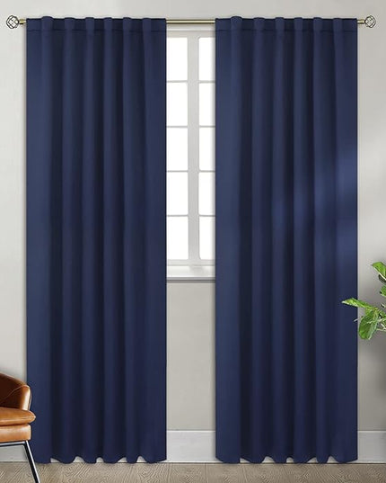 BGment Blackout Curtains 84 inch Length 2 Panels for Bedroom - Rod Pocket and Back Tab Thermal Insulated Room Darkening Curtains for Living Room, 52 x 84 Inch, Navy Blue