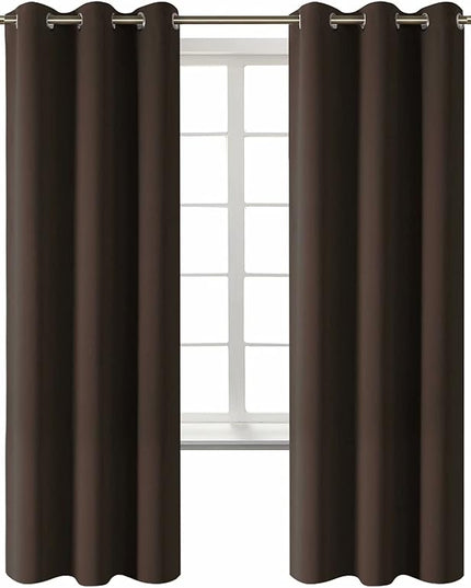 BGment Blackout Curtains for Living Room - Grommet Thermal Insulated Room Darkening Curtains for Bedroom, 2 Panels of 42 x 72 Inch, Brown