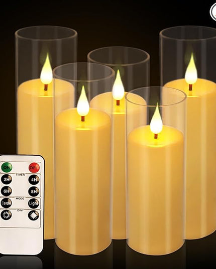 Flameless Candles,Battery Operated LED Candles Ideal for Halloween, Christmas,Home Decor,Home Party Wedding Indoor Outdoor,White 2.2X5“6”6“7”7“H