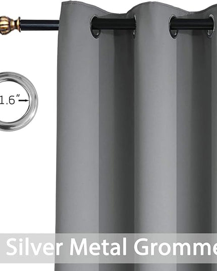 Yakamok Short Blackout Curtains 36 inches, Grommet Thermal Insulated Small Window Treatment Room Darkening Privacy Draperies for Basement Bathroom Bedroom(2 Panels,Grey,42x36 Inch)
