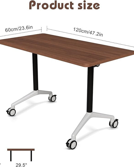 Conference Room Table with Flip-Top Design for Dynamic Meetings, Business Table Computer Desk with Heavy-Duty Frame,Foldable Seminar Meeting Tables for Home Office (6, A, 47.2IN)
