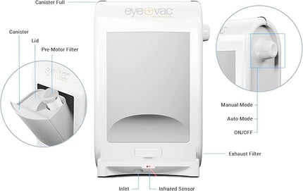 EyeVac Pro Touchless Vacuum Automatic Dustpan - Ultra Fast & Powerful - Great for Sweeping Salon Pet Hair Food Dirt Kitchen, Corded Canister Vacuum, Bagless, Automatic Sensors, 1400 Watt (White)
