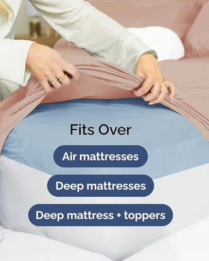 Extra Deep Twin XL Sheet Set - 4 Piece Breathable & Cooling Sheets - Hotel Luxury Bed Sheets Set - Easy & Secure Fit - Soft, Wrinkle Free & Comfy Sheets Set - Mauve Sheet Set with Extra Deep Pockets