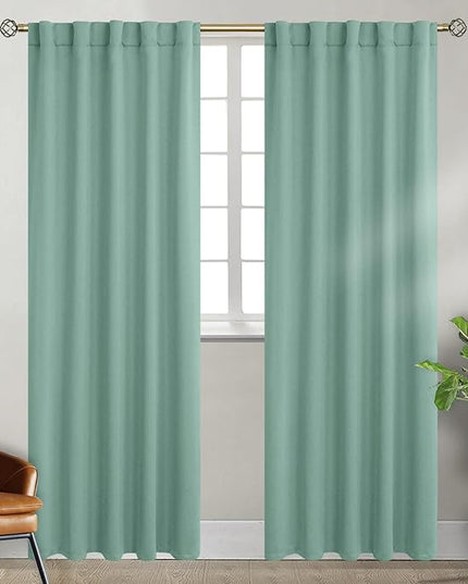BGment Window Curtains for Bedroom - 84 Inch Rod Pocket and Back Tab Thermal Insulated Room Darkening Curtains for Living Room, 2 Curtain Panels (42 x 84 Inch, Frosty Green)