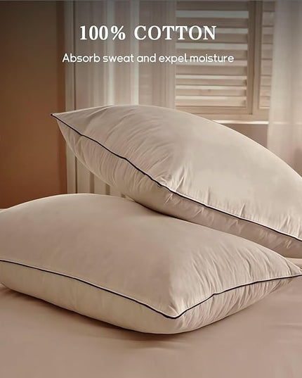 BHZ Goose Down Feather Pillows King Size Set of 4, Luxury Hotel Alternative Collection Bed Pillows for Sleeping Firm Soft Support for Side & Back Sleepers, White
