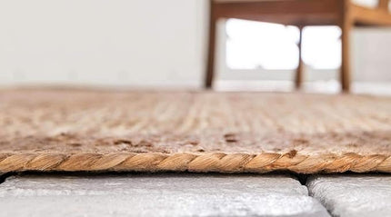 FRELISH DECOR Handwoven Jute Area Rug - 2x3 feet - Natural Yarn - Rustic Vintage Beige Braided Reversible Rug - Eco Friendly Rugs for Bedroom - Kitchen - Living Room - Farmhouse (2'x3') Pack of 2