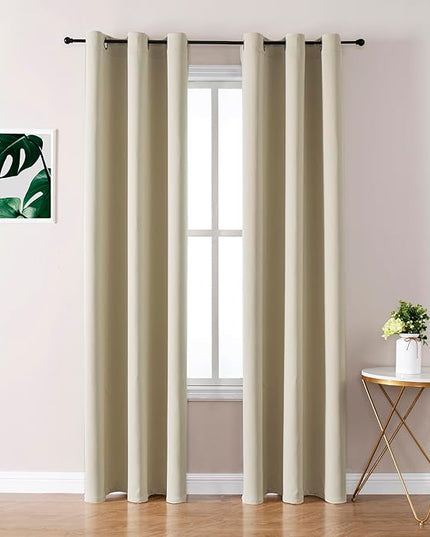 ChrisDowa Blackout Curtains 78 inches Long for Bedroom - 2 Panels Set Grommet Thermal Insulated Room Darkening Curtains for Living Room (Beige, 42 x 78 Inch)