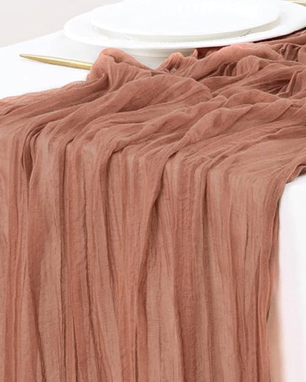 Socomi Dusty Rose Christmas Cheesecloth Table Runner Boho Rustic Gauze 120 inch 10FT Cheese Cloth Runner for Wedding Party Baby Shower Birthday Home Decor Holiday Decorations