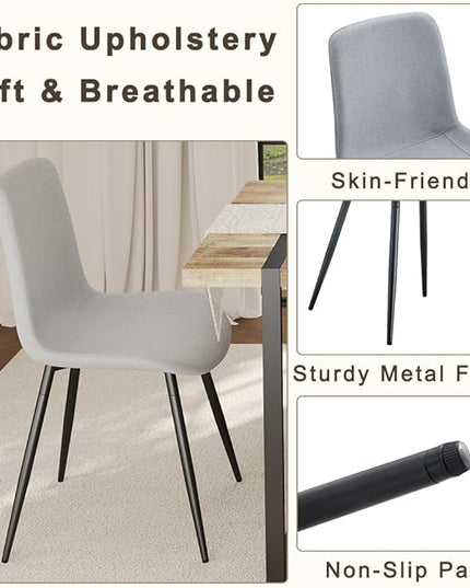 FURNITO Wood Dining Table Set for 8, 71" Large Rectangular Kitchen & Dining Room Table with 8 Fabric Linen Chairs, Modern Farmhouse Dining Set for Home, Living Room, Office, or Conference Room
