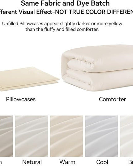 ROSGONIA Oversized Queen Comforter Ivory, 3pcs (1 Comforter & 2 Pillowcases) Lightweight Oversized Queen Comforter Sets Bedding Blanket Quilts