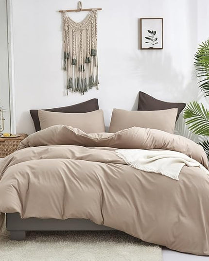 CLOTHKNOW Khaki Queen Comforter Set Cream Coffee Bedding Comforter Sets Soft Taupe Queen Comforter All Season Wheat Tan Comforter Sets Queen