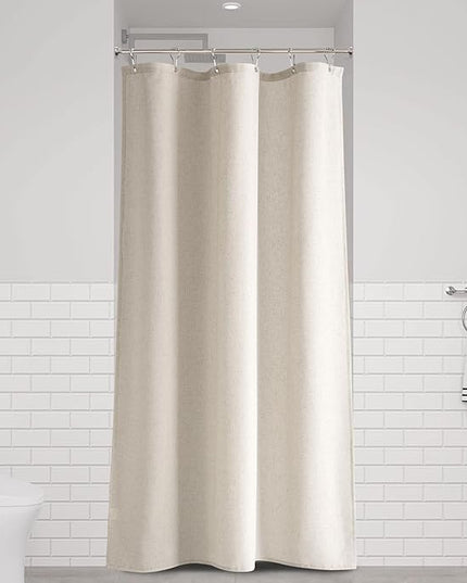 Naturoom 36 Inch Shower Curtain - Stall Narrow Half Green Linen Ultra Thick Fabric Shower Curtain Set with Hooks, Boho Farmhouse Rustic RV Camper Bath Curtains for Bathroom, Apricot, 36x72