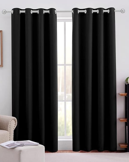 HOMEIDEAS Blackout Curtains for Bedroom 52 X 96 Inch Long 2 Panels Set Black Room Darkening Curtains/Drapes, Soundproof Thermal Grommet Window Curtains for Living Room