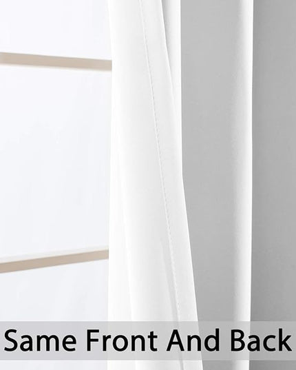 Yakamok Room Darkening Pure White Curtains with Grommet, Thermal Insulated Drapes for Living Room, 52x108 Inch, 2 Panels