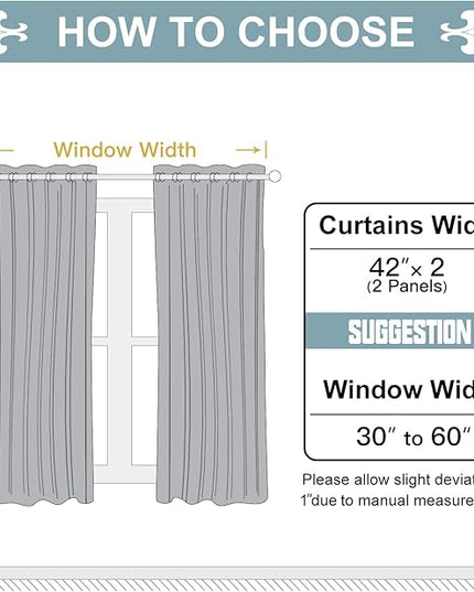ChrisDowa 100% Blackout Curtains for Bedroom with Black Liner, 2 Thick Layers Total Blackout Thermal Insulated Grommet Small Window Curtains 54 Inch Length 2 Panels Set (Dark Grey, 42 x 54 Inch)