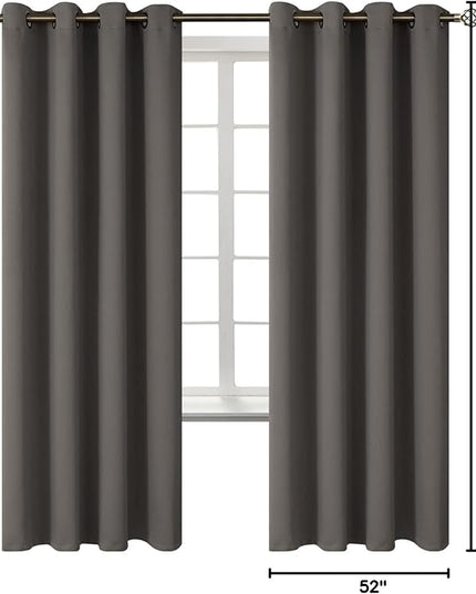 BGment Blackout Curtains for Bedroom - Grommet Thermal Insulated Room Darkening Curtains for Living Room, Set of 2 Panels (52 x 72 Inch, Grey)