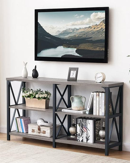 LVB Farmhouse Sofa Table, Rustic Console Table for Living Room, Entryway Table with Storage, Hallway Entry Table for Foyer, Light Grey Oak, 47 Inch