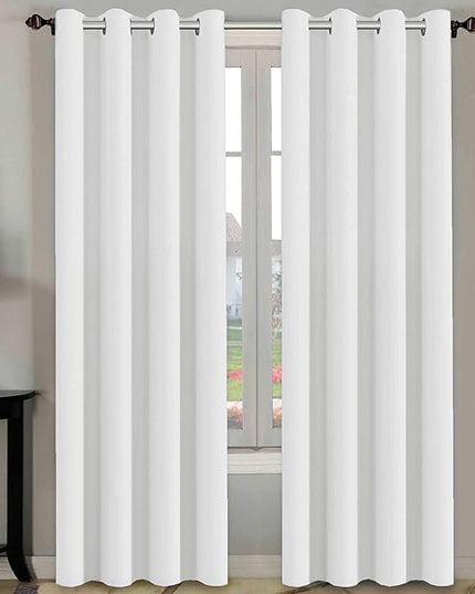 H.VERSAILTEX White Curtains 96 inches Long Window Treatment Panels/Drapes for Living Room Modern Design Grommet Curtain Panels for Dining Room, Set of 2