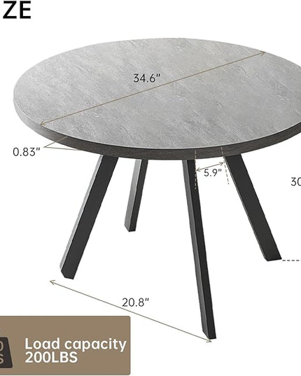 Round Dining Table, Mid Century Modern Small Round Dining Table 34.6 Inch, Leisure Coffee Table, Saving Space (Table)