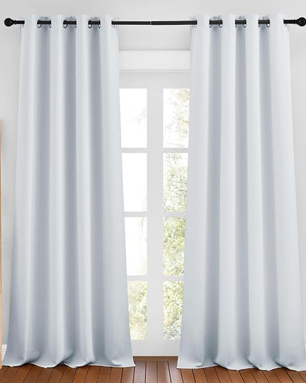 NICETOWN Greyish White Room Darkening 102 inch Curtains, Grommet Thermal Curtains Weighted Window Treatments for Living Room/Farmhouse, W46 x L102, 2 Panels