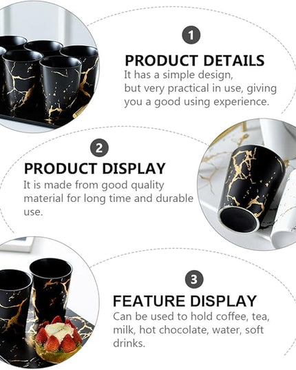 2pcs Ceramic Marbling Cups Nordic Style Black Gold Marble Pattern Drinkware for Coffee Tea Water Porcelain Mugs Elegant Idea