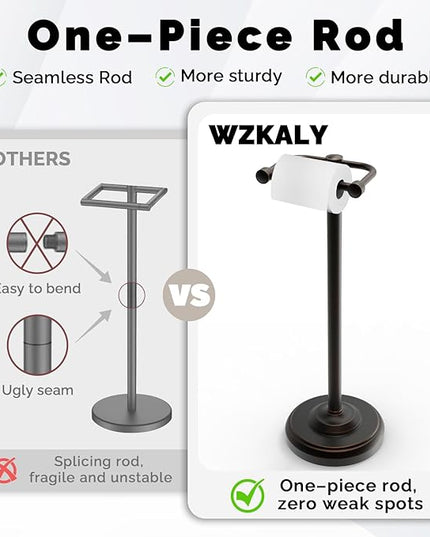 Toilet Paper Holder Stand, Oil Rubbed Bronze Toilet Paper Holder Free Standing, Post Pivoting Design & Stable Weighted Base SUS304 Stainless Steel for Bathroom（Mega Roll）